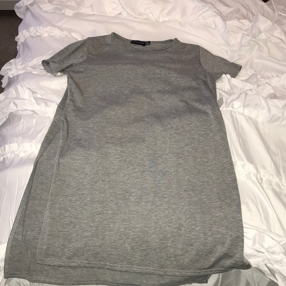 gray side slit shirt / tshirt dress